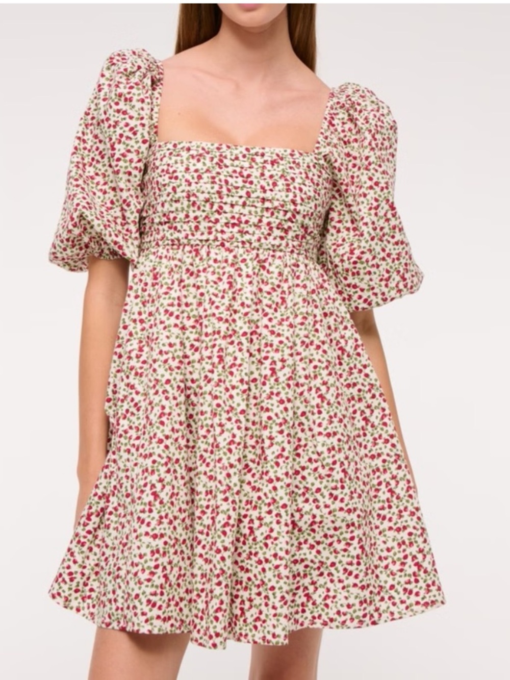 Abercrombie & Fitch XL Strawberry Puffy Mini Dress Babydoll Preppy Cottage